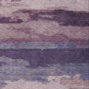 5x8 Abstract Indoor Outdoor Rug Stain Resistant Polyester Eggplant Purple Washable
