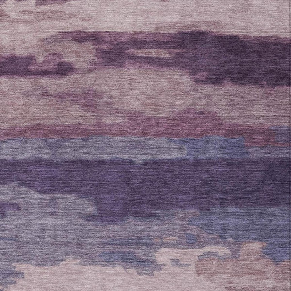5x8 Abstract Indoor Outdoor Rug Stain Resistant Polyester Eggplant Purple Washable