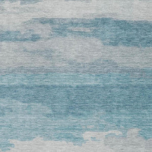 5 X 8 Abstract Sky Blue Washable Polyester Area Rug for Indoor Outdoor Living