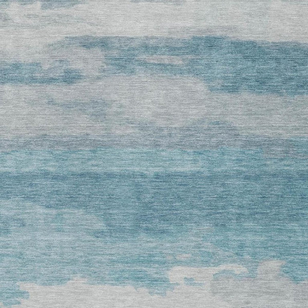 5 X 8 Abstract Sky Blue Washable Polyester Area Rug for Indoor Outdoor Living