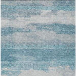 5 X 8 Abstract Sky Blue Washable Polyester Area Rug for Indoor Outdoor Living