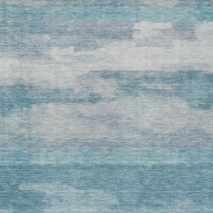 5 X 8 Abstract Sky Blue Washable Polyester Area Rug for Indoor Outdoor Living
