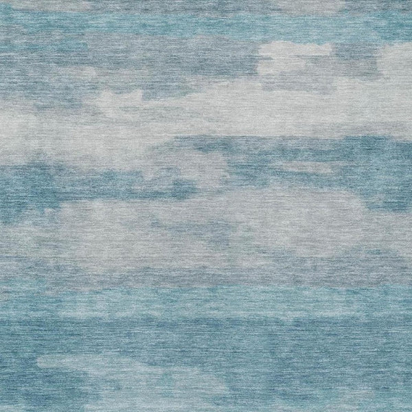 5 X 8 Abstract Sky Blue Washable Polyester Area Rug for Indoor Outdoor Living