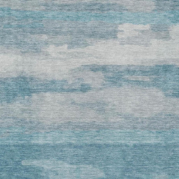 5 X 8 Abstract Sky Blue Washable Polyester Area Rug for Indoor Outdoor Living