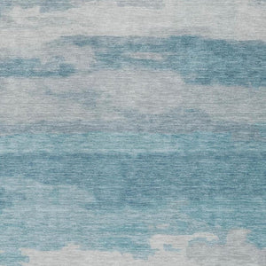 8 Ft X 10 Ft Sky Blue Abstract Polyester Area Rug Washable for Indoor Outdoor Use