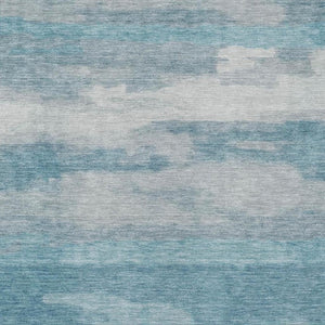 8 Ft X 10 Ft Sky Blue Abstract Polyester Area Rug Washable for Indoor Outdoor Use