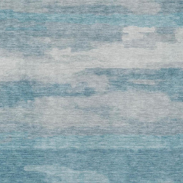 8 Ft X 10 Ft Sky Blue Abstract Polyester Area Rug Washable for Indoor Outdoor Use