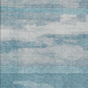 9 X 12 Abstract Polyester Area Rug Washable Stain Resistant Indoor Outdoor Blue