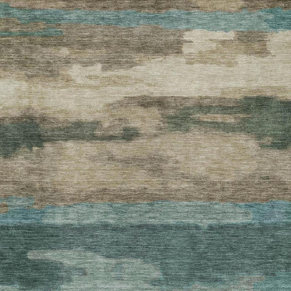 10 X 14 Abstract Teal Beige Polyester Area Rug Stain Resistant for Patio or Living Room