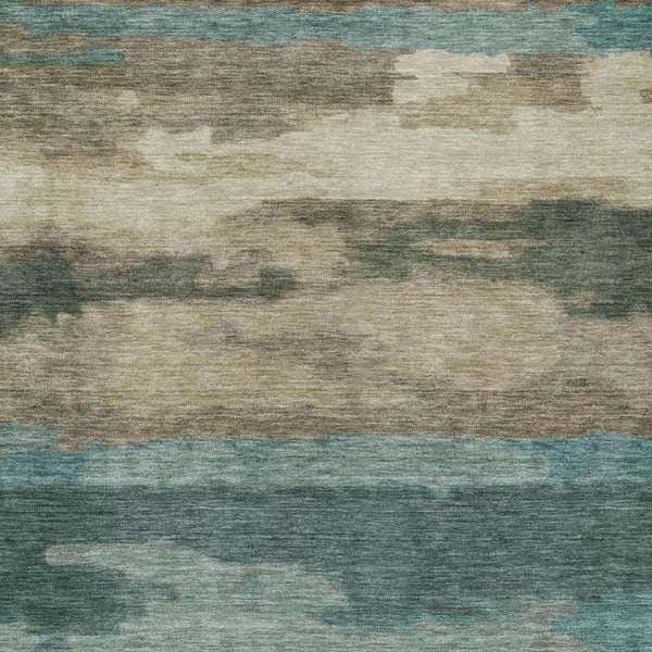 10 X 14 Abstract Teal Beige Polyester Area Rug Stain Resistant for Patio or Living Room