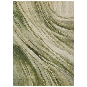 HomeRoots 5 X 8 Abstract Green Polyester Area Rug Washable for Indoor Outdoor Spaces 745931