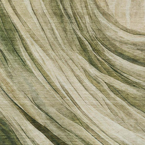 5 X 8 Abstract Green Polyester Area Rug Washable for Indoor Outdoor Spaces