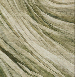 5 X 8 Abstract Green Polyester Area Rug Washable for Indoor Outdoor Spaces