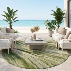 8 Foot Round Abstract Polyester Area Rug Washable for Patio Porch and Family Room