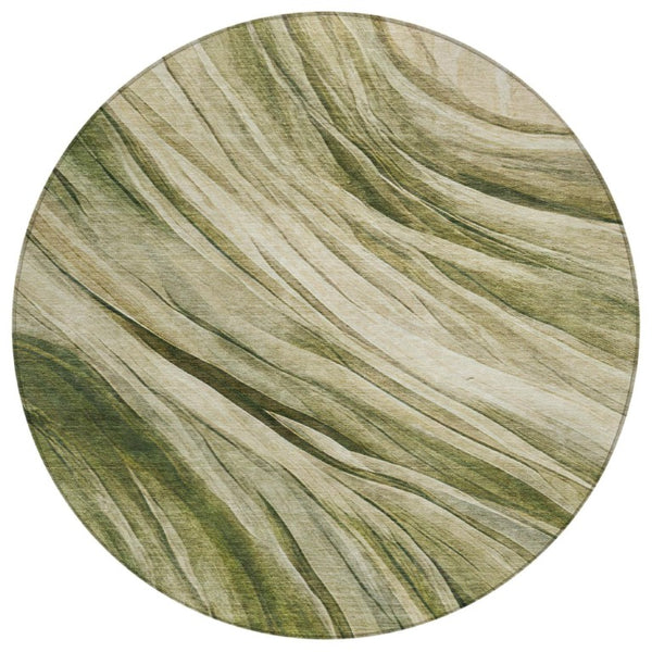 8 Foot Round Abstract Polyester Area Rug Washable for Patio Porch and Family Room