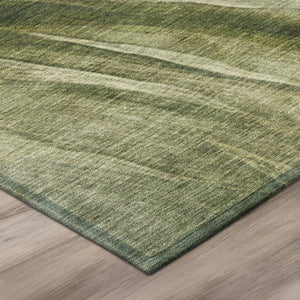 10 X 14 Abstract Green Polyester Area Rug Washable for Patio Porch and Living Room