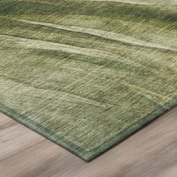 10 X 14 Abstract Green Polyester Area Rug Washable for Patio Porch and Living Room
