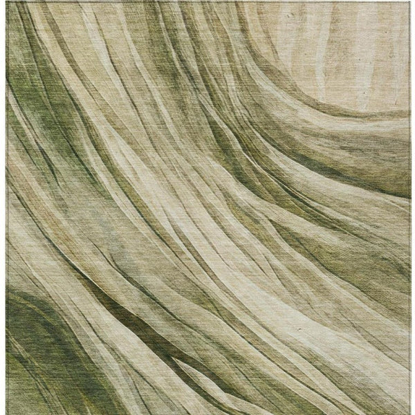 10 X 14 Abstract Green Polyester Area Rug Washable for Patio Porch and Living Room