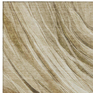 5 X 8 Abstract Beige Brown Polyester Indoor Outdoor Rug Stain Resistant Easy Care