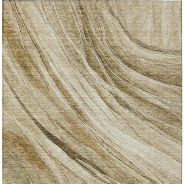 5 X 8 Abstract Beige Brown Polyester Indoor Outdoor Rug Stain Resistant Easy Care