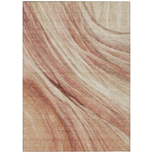 HomeRoots 5x8 Blush Abstract Polyester Area Rug Washable Pet Friendly Indoor Outdoor Use 745943