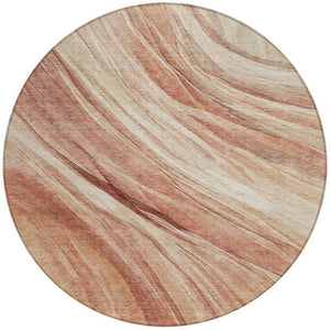 8 Foot Round Abstract Blush Polyester Washable Rug for Patio Kitchen or Family Room