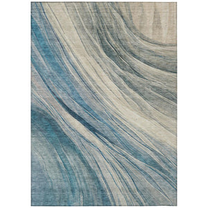 HomeRoots 5 X 8 Abstract Polyester Area Rug Washable Indoor Outdoor Blue Silver Accent 745949