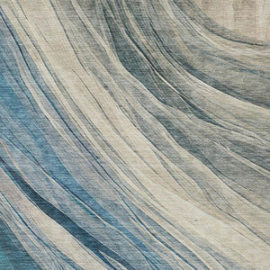5 X 8 Abstract Polyester Area Rug Washable Indoor Outdoor Blue Silver Accent