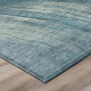 5 X 8 Abstract Polyester Area Rug Washable Indoor Outdoor Blue Silver Accent