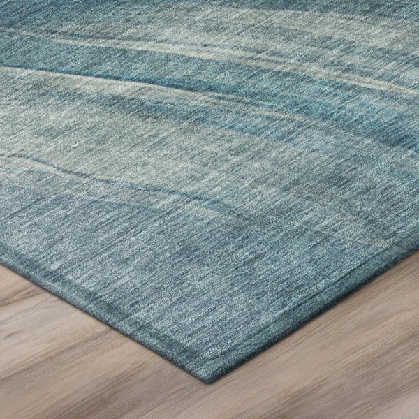 5 X 8 Abstract Polyester Area Rug Washable Indoor Outdoor Blue Silver Accent