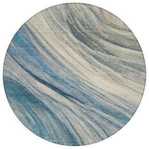8 Ft Round Abstract Polyester Area Rug Washable Indoor Outdoor Patio Use