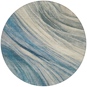 8 Ft Round Abstract Polyester Area Rug Washable Indoor Outdoor Patio Use