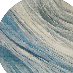 8 Ft Round Abstract Polyester Area Rug Washable Indoor Outdoor Patio Use