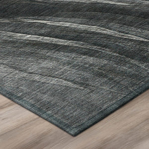 8 Foot Round Abstract Polyester Area Rug Washable Indoor Outdoor Gray Graphite