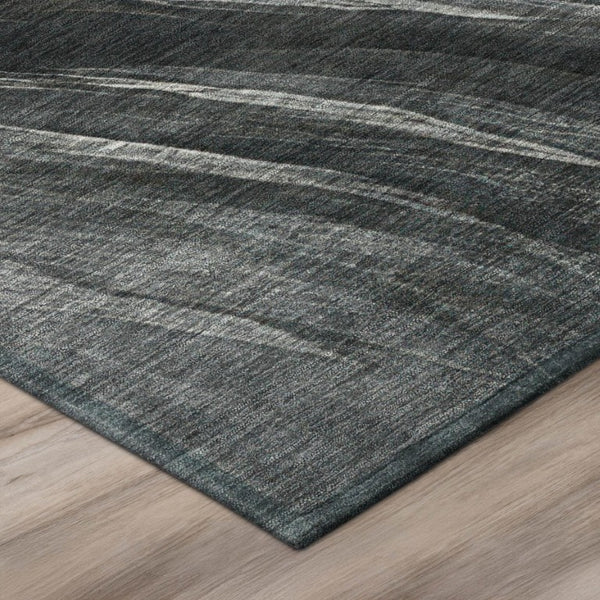 8 Foot Round Abstract Polyester Area Rug Washable Indoor Outdoor Gray Graphite