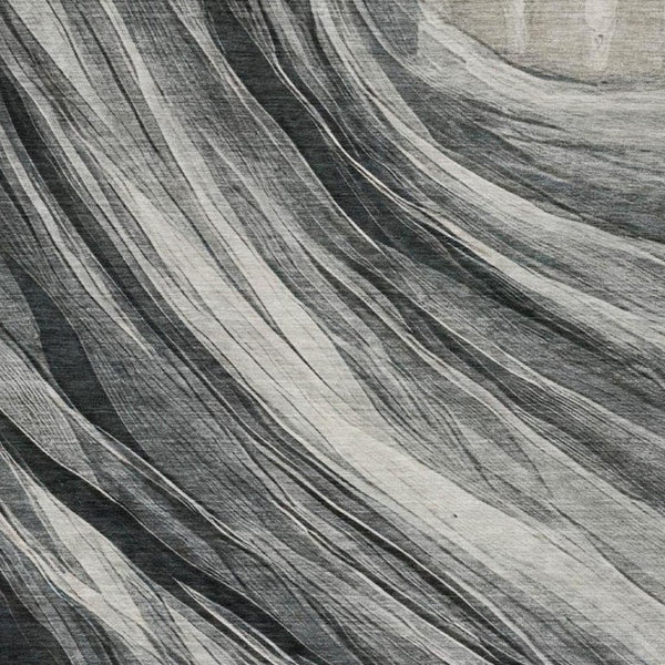 10 X 14 Gray Graphite Abstract Polyester Indoor Outdoor Washable Area Rug