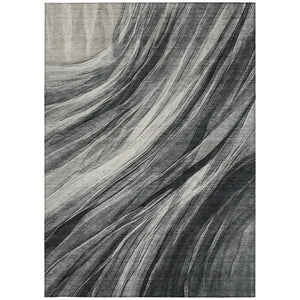 10 X 14 Gray Graphite Abstract Polyester Indoor Outdoor Washable Area Rug