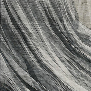 10 X 14 Gray Graphite Abstract Polyester Indoor Outdoor Washable Area Rug