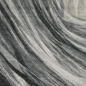 10 X 14 Gray Graphite Abstract Polyester Indoor Outdoor Washable Area Rug