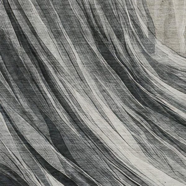10 X 14 Gray Graphite Abstract Polyester Indoor Outdoor Washable Area Rug