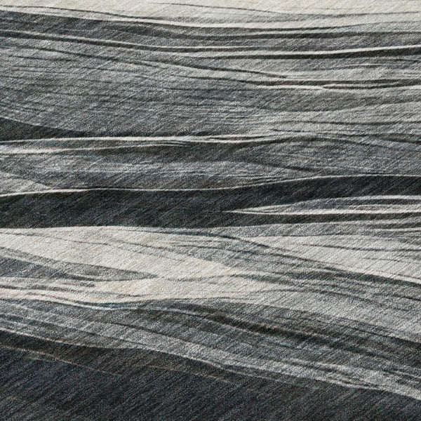 10 X 14 Gray Graphite Abstract Polyester Indoor Outdoor Washable Area Rug