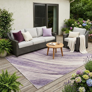 5x8 Lavender Purple Abstract Polyester Area Rug Washable for Patio or Living Room