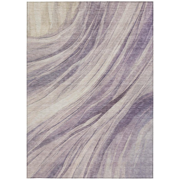 9 X 12 Abstract Lavender Polyester Area Rug Washable Stain Resistant Indoor Outdoor