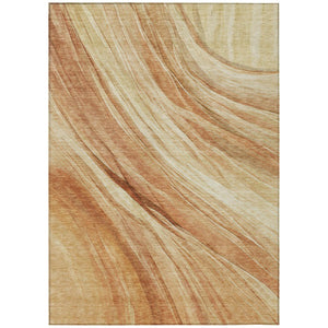 HomeRoots 8 X 10 Abstract Salmon Orange Washable Polyester Rug for Patio Porch or Living Room 745975