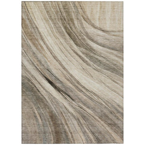 HomeRoots 5 X 8 Taupe Brown Abstract Polyester Area Rug Washable Indoor Outdoor Patio 745979