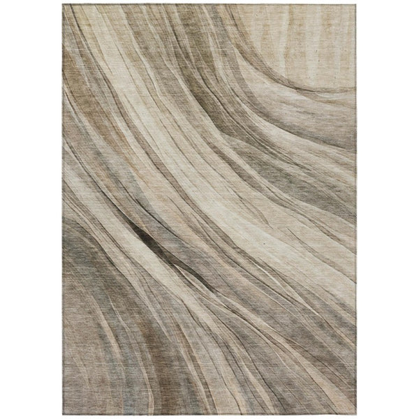 HomeRoots 5 X 8 Taupe Brown Abstract Polyester Area Rug Washable Indoor Outdoor Patio 745979