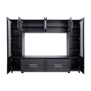 English Elm Vibe Haus Fluted Glass Wall Unit Tall Mdf Entertainment Console for Living Room N893S000011B