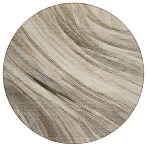 HomeRoots 8 Foot Round Abstract Polyester Area Rug Stain Resistant for Patios and High Traffic Rooms 745980