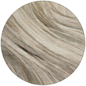 8 Foot Round Abstract Polyester Area Rug Stain Resistant for Patios and High Traffic Rooms