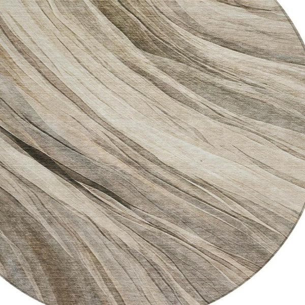 8 Foot Round Abstract Polyester Area Rug Stain Resistant for Patios and High Traffic Rooms